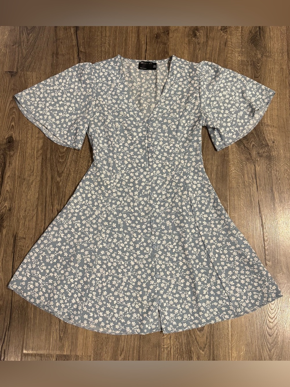 ASOS Only V Neck Tie Waist Mini Dress Floral Mini Dress Flutter Sleeves Wmns 6